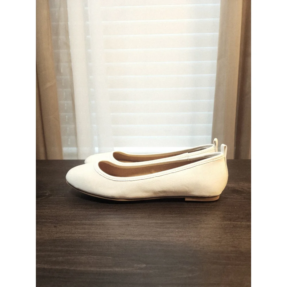 Sun and Stone Avvery Retro Ballet Flats Moccasins 8 M White